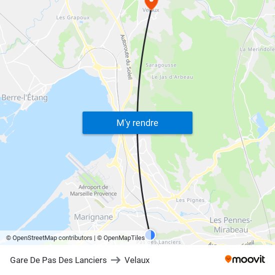 Gare De Pas Des Lanciers to Velaux map