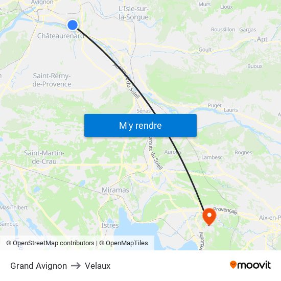 Grand Avignon to Velaux map