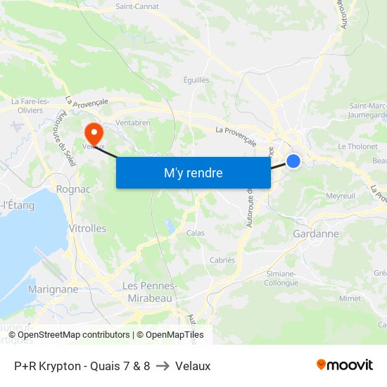 P+R Krypton - Quais 7 & 8 to Velaux map
