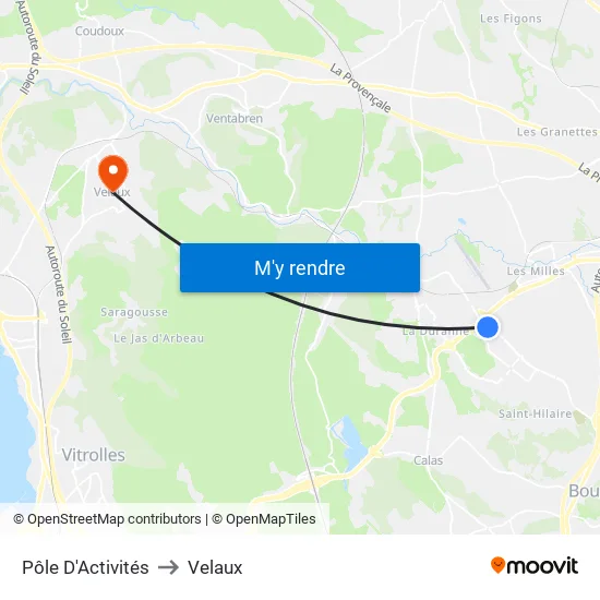 Pôle D'Activités to Velaux map