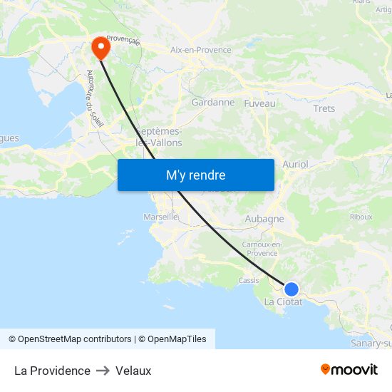 La Providence to Velaux map