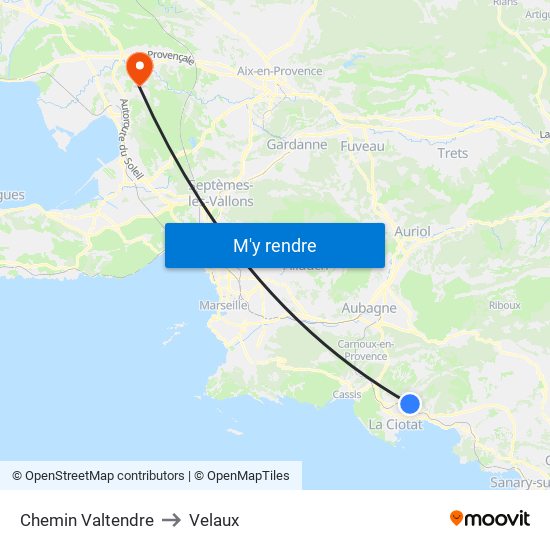 Chemin Valtendre to Velaux map