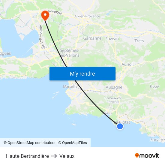 Haute Bertrandière to Velaux map