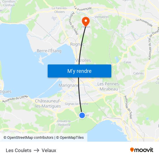 Les Coulets to Velaux map