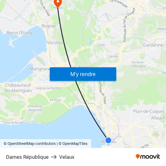 Dames République to Velaux map