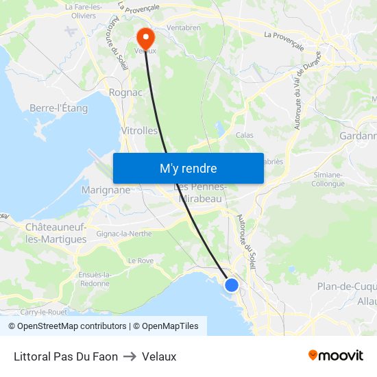 Littoral Pas Du Faon to Velaux map