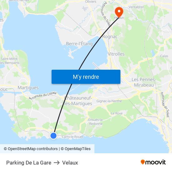 Parking De La Gare to Velaux map