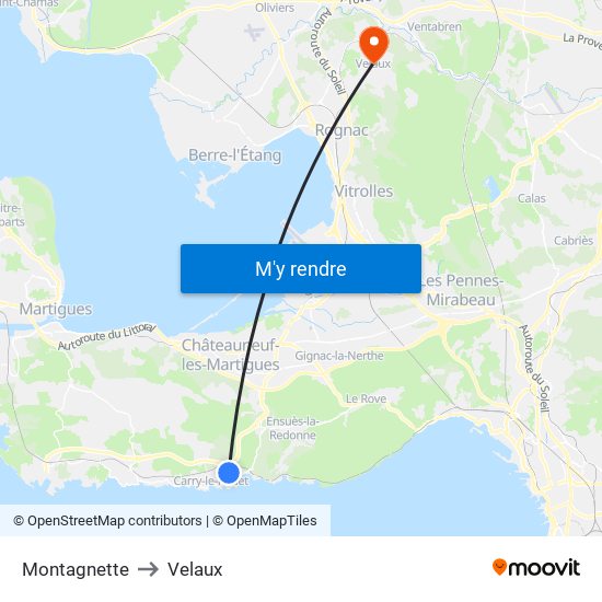 Montagnette to Velaux map