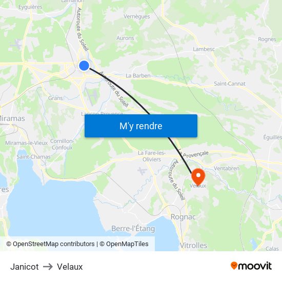 Janicot to Velaux map