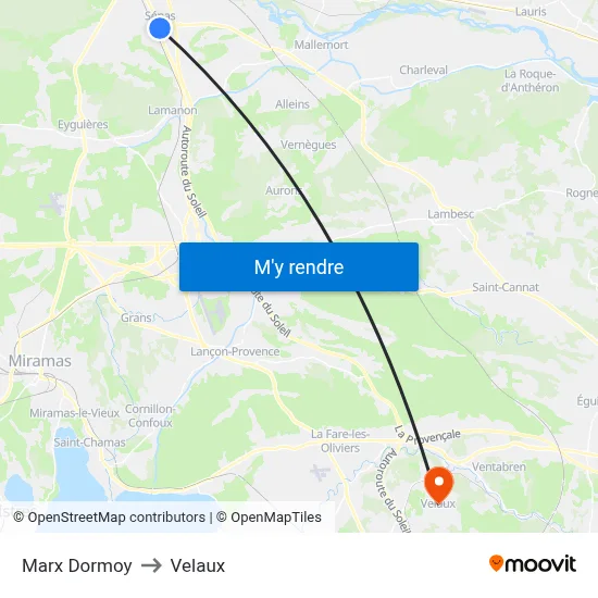 Marx Dormoy to Velaux map