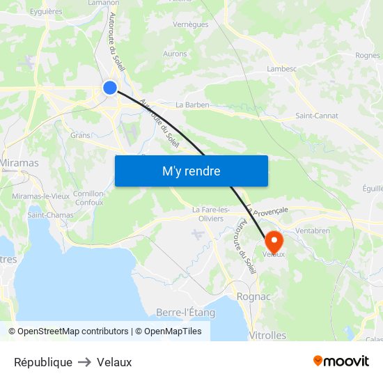 République to Velaux map