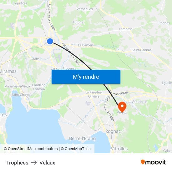 Trophées to Velaux map