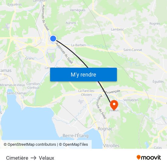 Cimetière to Velaux map