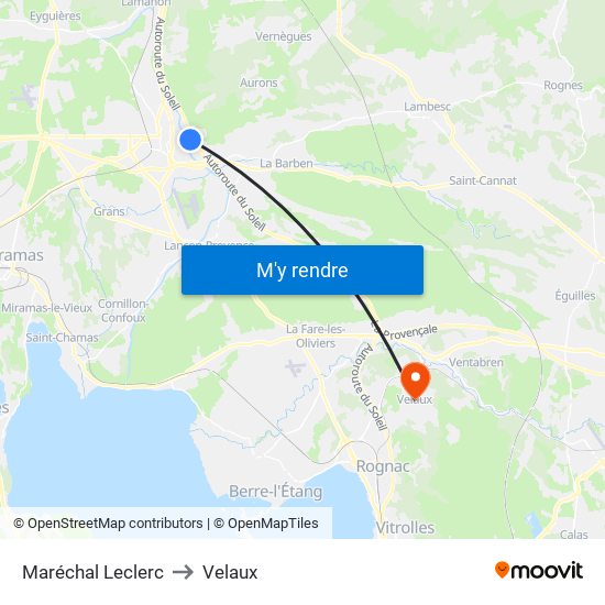 Maréchal Leclerc to Velaux map