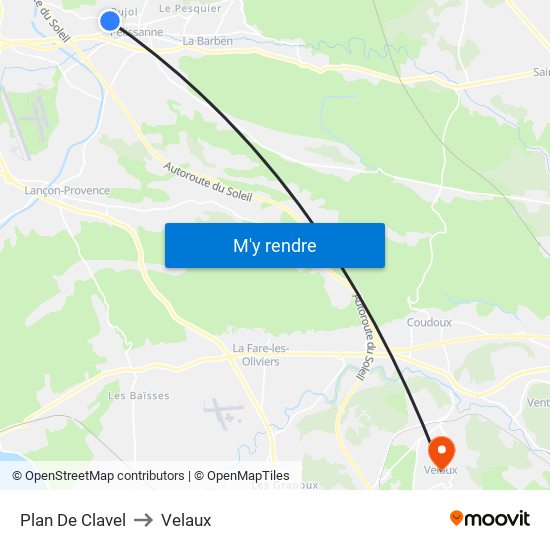 Plan De Clavel to Velaux map