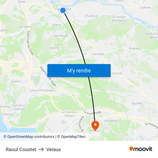 Raoul Coustet to Velaux map