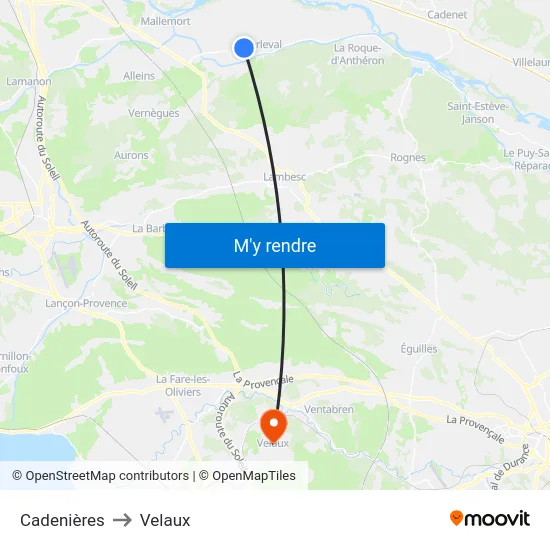 Cadenières to Velaux map