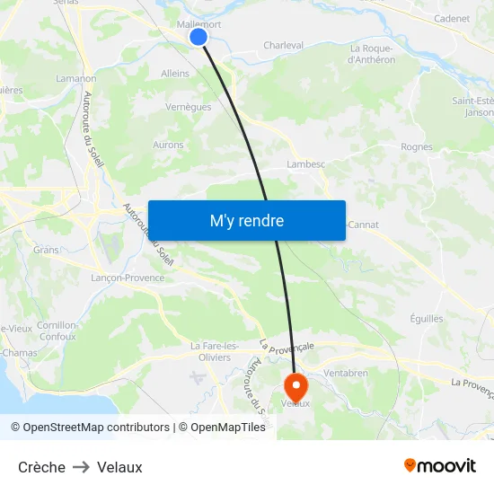 Crèche to Velaux map
