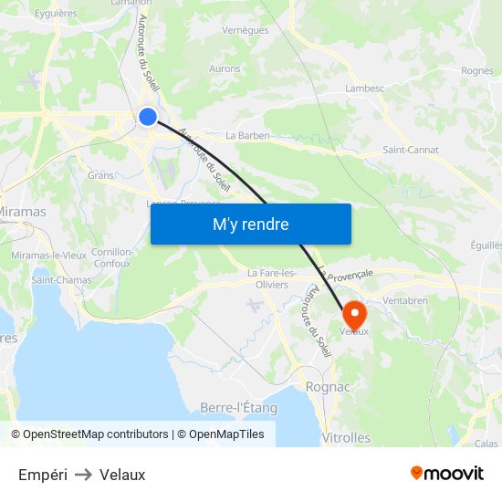 Empéri to Velaux map
