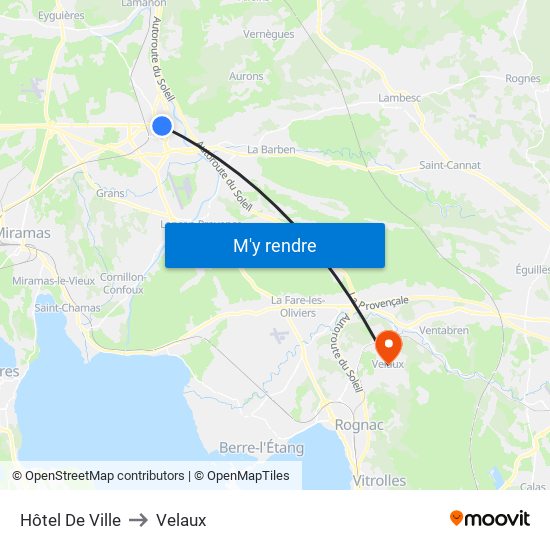 Hôtel De Ville to Velaux map