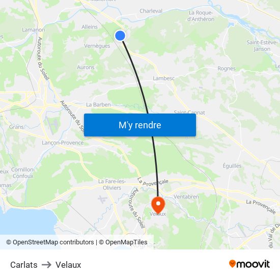 Carlats to Velaux map