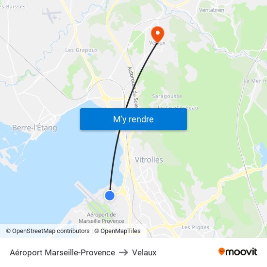 Aéroport Marseille-Provence to Velaux map