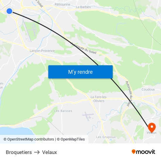 Broquetiers to Velaux map