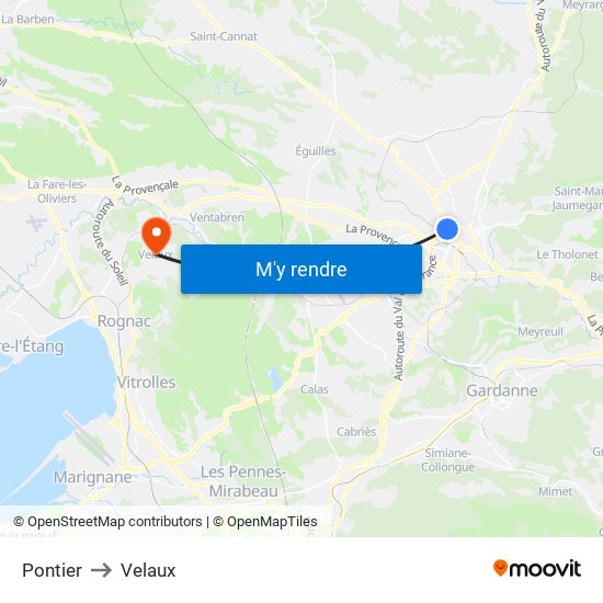 Pontier to Velaux map