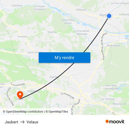 Jaubert to Velaux map