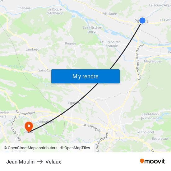 Jean Moulin to Velaux map