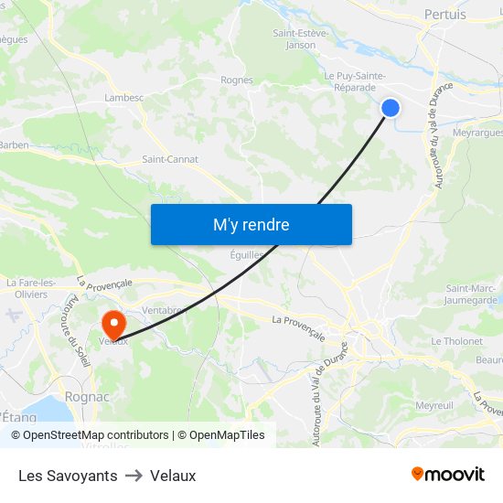 Les Savoyants to Velaux map