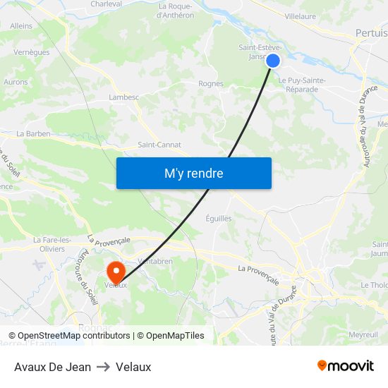 Avaux De Jean to Velaux map