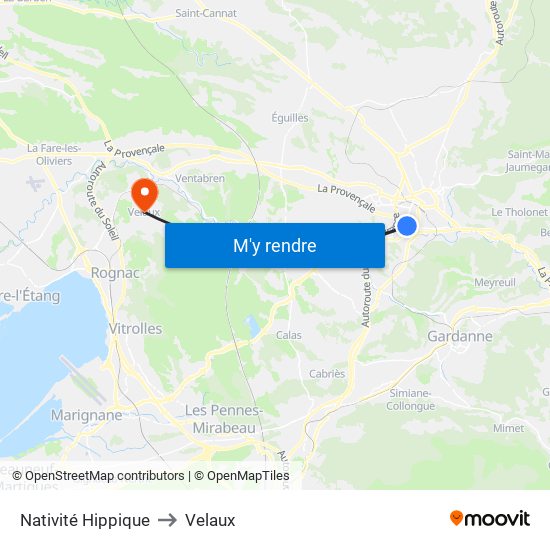 Nativité Hippique to Velaux map