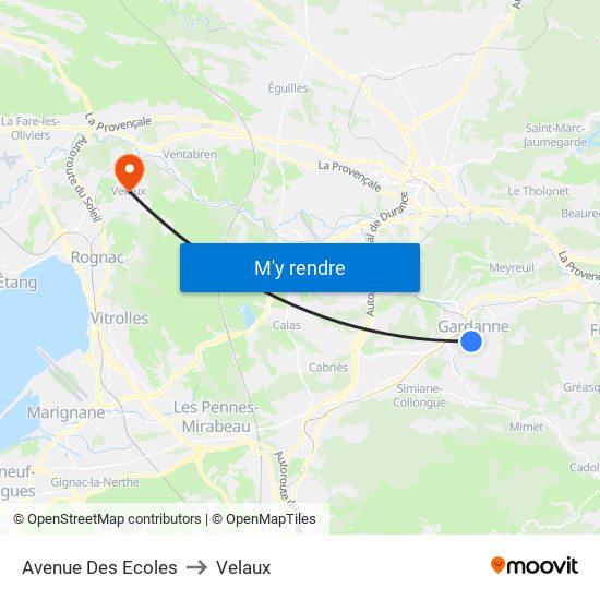 Avenue Des Ecoles to Velaux map