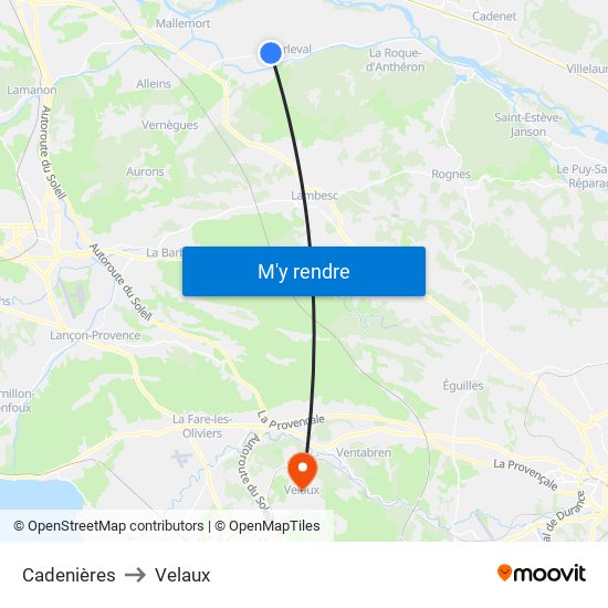 Cadenières to Velaux map