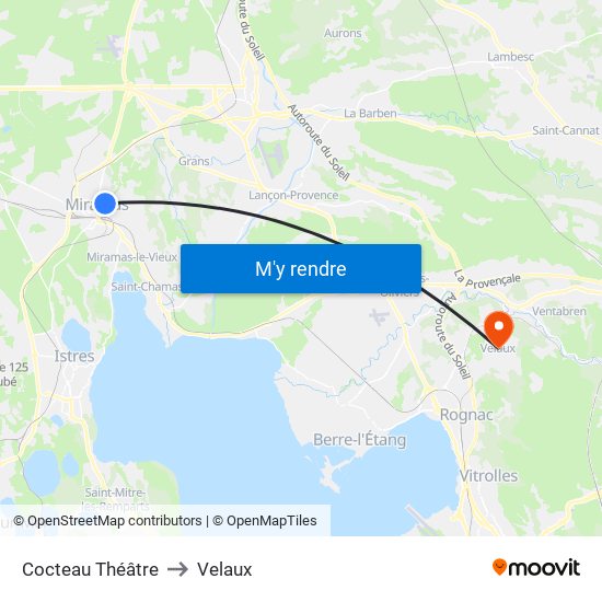 Cocteau Théâtre to Velaux map