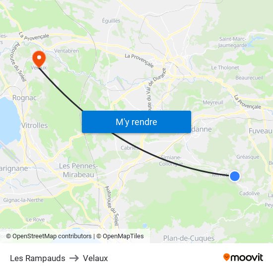 Les Rampauds to Velaux map