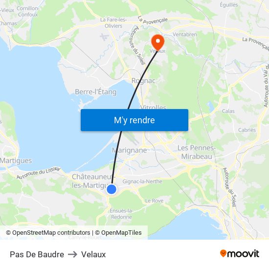 Pas De Baudre to Velaux map