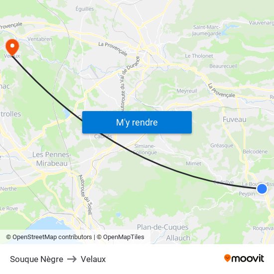 Souque Nègre to Velaux map