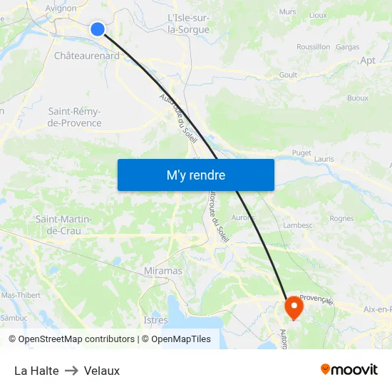 La Halte to Velaux map