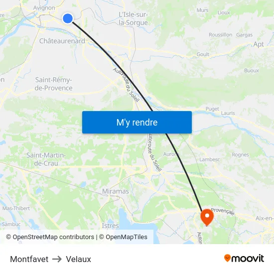 Montfavet to Velaux map
