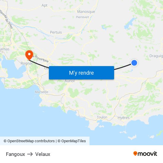 Fangoux to Velaux map