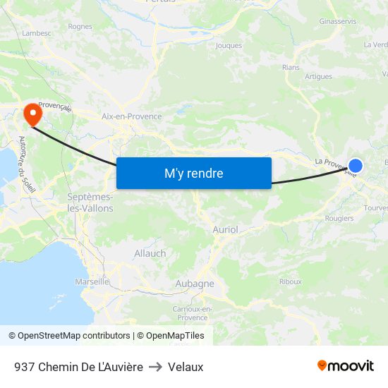 937 Chemin De L'Auvière to Velaux map