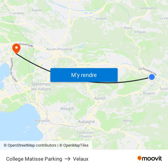 College Matisse Parking to Velaux map