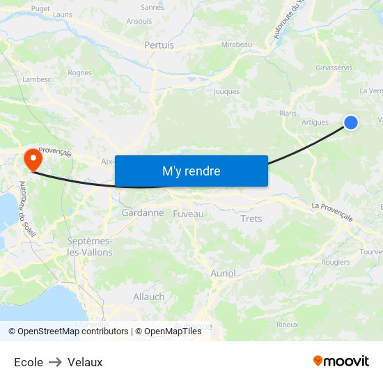 Ecole to Velaux map