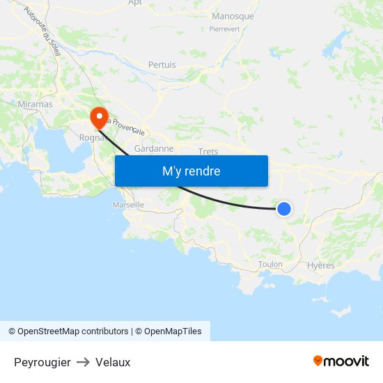 Peyrougier to Velaux map