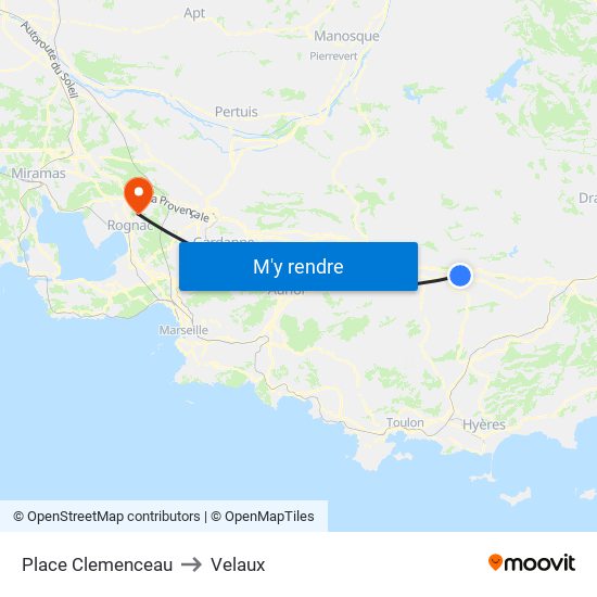 Place Clemenceau to Velaux map