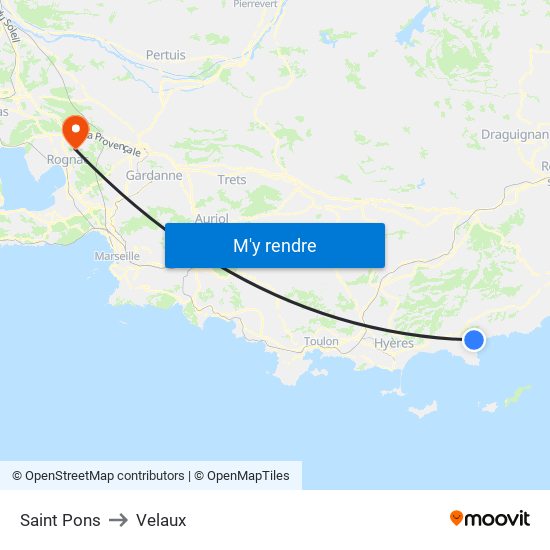 Saint Pons to Velaux map