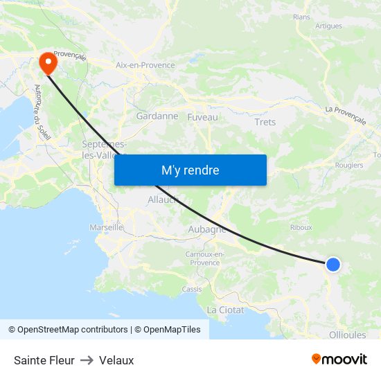 Sainte Fleur to Velaux map