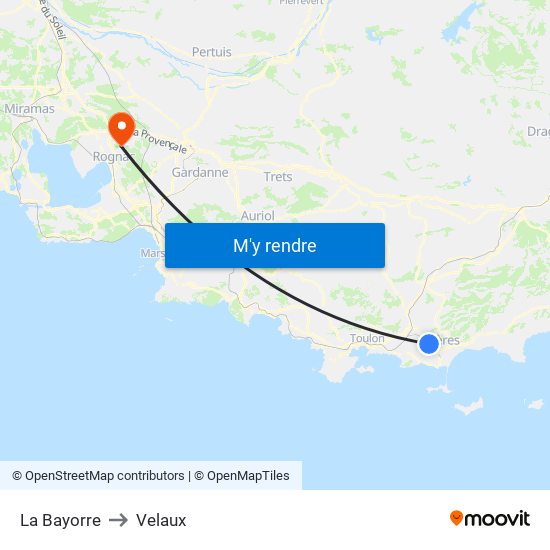 La Bayorre to Velaux map